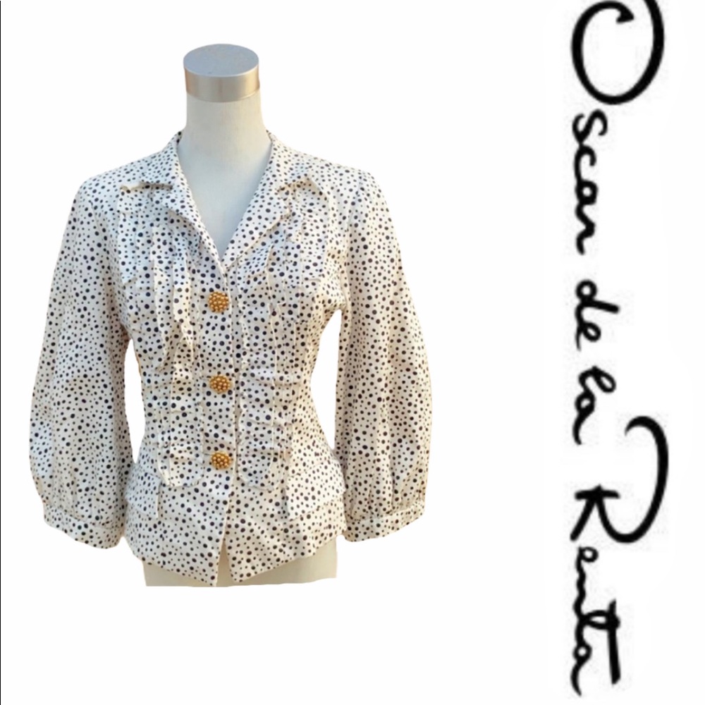 Oscar de la Renta Vintage Polka Dot Fitted Jacket